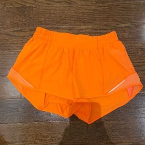 neon orange lululemon hottie hot shorts